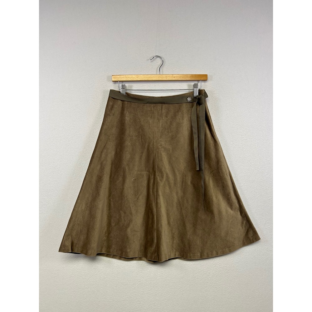 GAP Earthcore Dark Academia Womens 2 Olive Brown Faux Suede A-Line Skirt